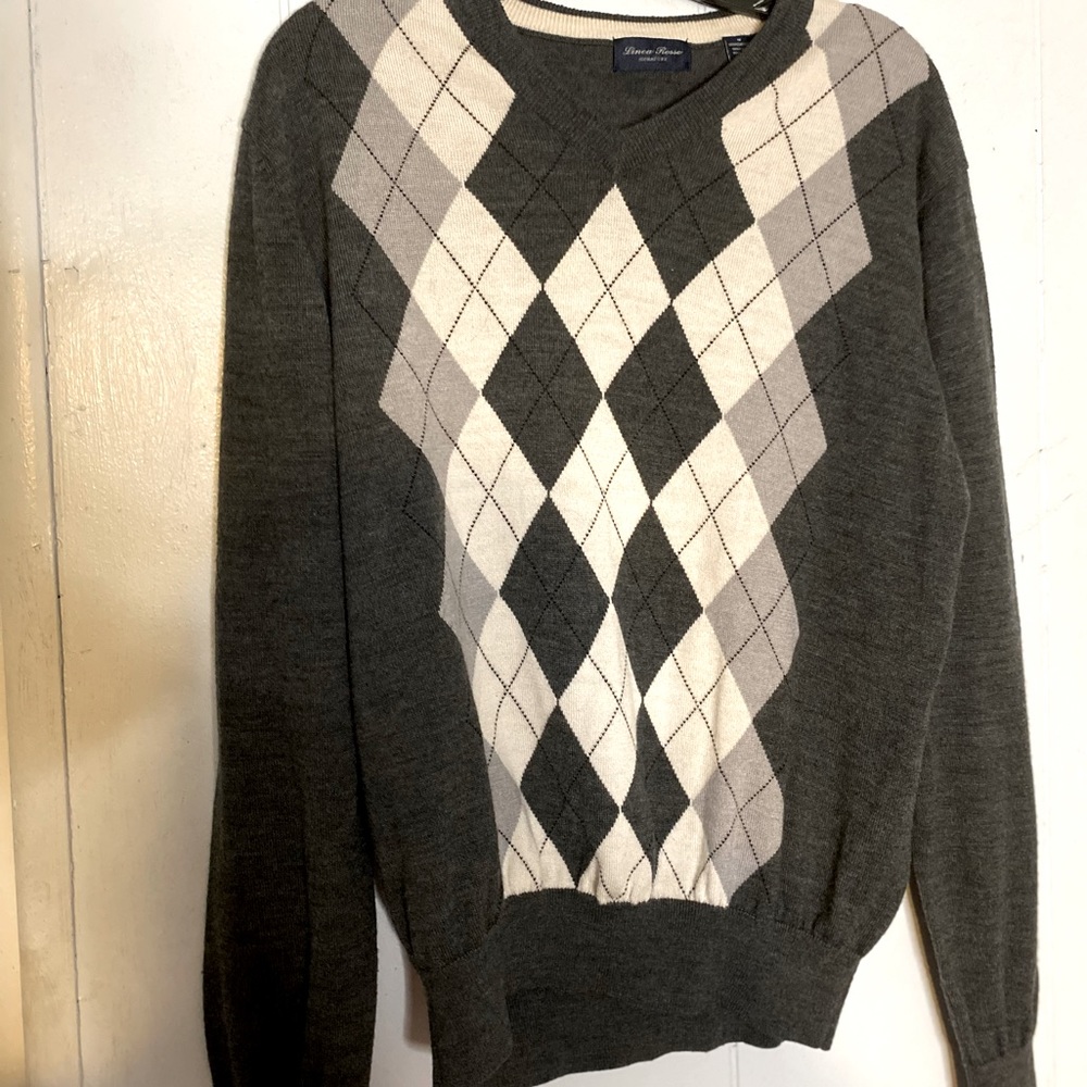 Linea Rosso Signature Men’s Merino Wool Blend Sweater Size M Pullover Gray